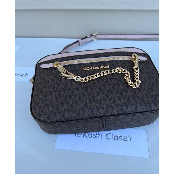 Michael Kors crossbody bag large chain zip purse MK signature powder blush - Picture 4 of 6